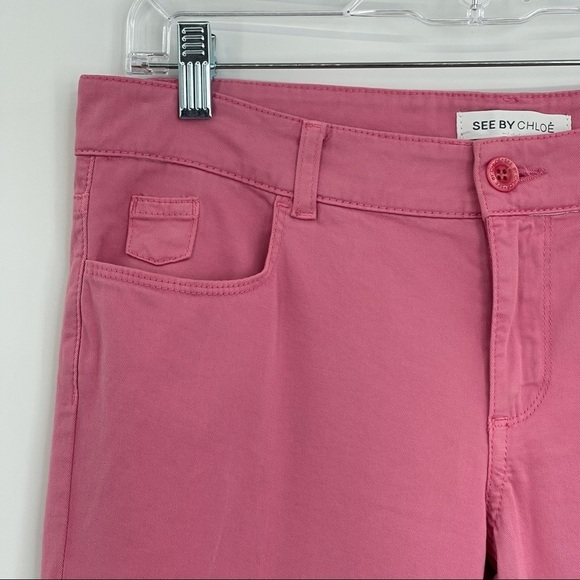 See by Chloe Capri Skinny Pants Womens 31 Pink Spring Summer Preppy Designer - Picture 3 of 12